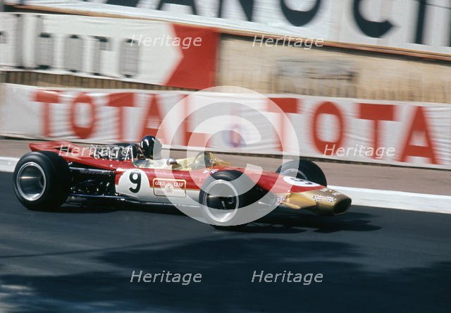 Lotus 49, Gold Leaf, driven by Graham Hill at the 1968 Monaco Grand Prix. Creator: Unknown.