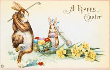 Easter card with a golfing theme, British, 1924. Artist: Unknown