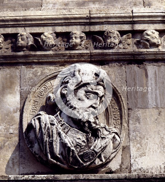 Medallion of the façade of the Convent of San Marcos de León Beltran de la Cueva (1440-1492), And…