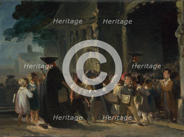 Children at a Church Door, Between 1817 and 1845. Artist: Charlet, Nicolas-Toussaint (1792-1845)
