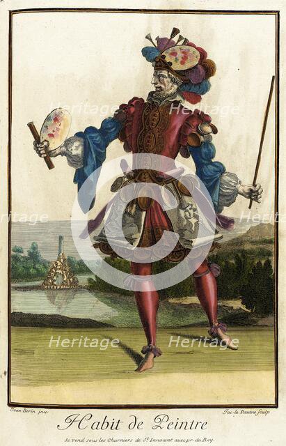 Recueil des modes de la cour de France, 'Habit de Peintre', Bound 1703-1704. Creators: Jean Lepautre, Jean Berain, Jacques Le Pautre.