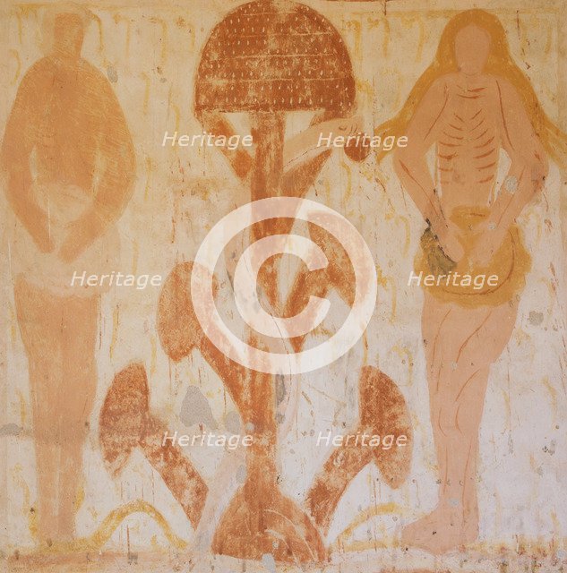 Temptation and Original Sin: Adam, Eve and the serpent, 12th century.