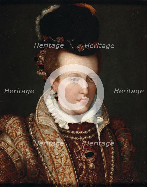 Portrait of Joanna of Austria (1547-1578), Grand Duchess of Tuscany, c. 1570. Creator: Butteri, Giovanni Maria (c. 1540-1606).