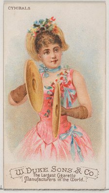 Cymbals, from the Musical Instruments series (N82) for Duke brand cigarettes, 1888., 1888. Creator: Schumacher & Ettlinger.