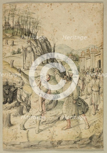 The Mocking of Elisha, c. 1500. Creator: Jean Poyet.