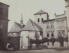Three buildings erected very close to each other, Rothenburg Ob Der Tauber [?], 1890-1900.  Creator: Unknown.