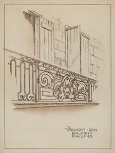 Wrought Iron Balcony Rail, c. 1936. Creator: Al Curry.