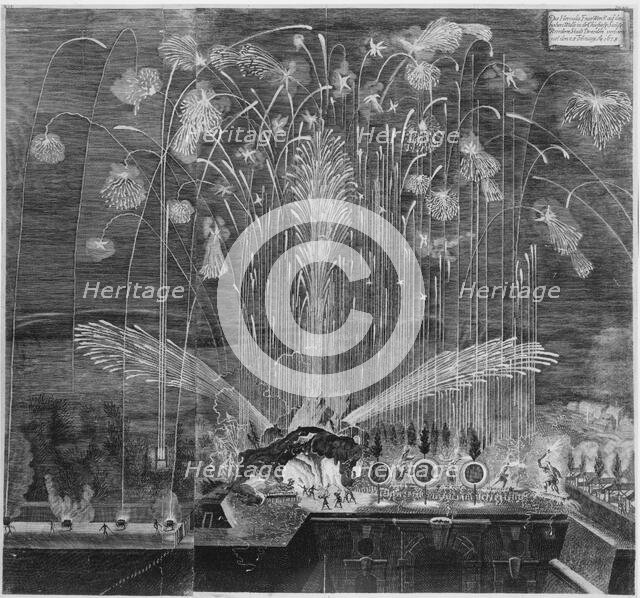 Festival for the Family of the Elector of Saxony, Dresden, February 28, 1678: Hercules Fireworks. Creator: Unknown.