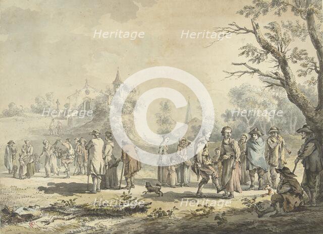 Dancing countrymen and spectators at a village, 1746-1810. Creator: Jean-Jacques de Boissieu.