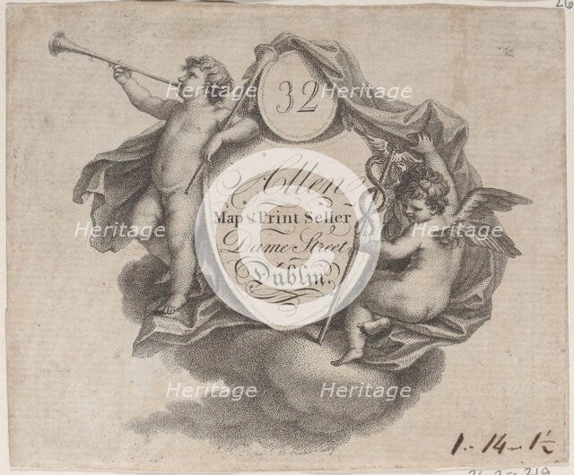 Trade card for William Allen, Map and Print Seller in Dublin, late..., late 18th-early 19th century. Creator: Anon.