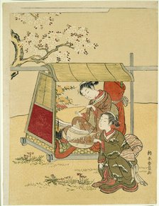 Resting in a Palanquin Beneath Cherry Blossoms, c. 1767/68. Creator: Suzuki Harunobu.
