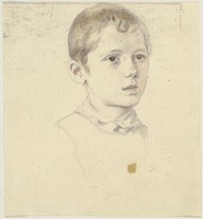 Boy's head to the right, c1830-1872. Creator: Jakob Becker.