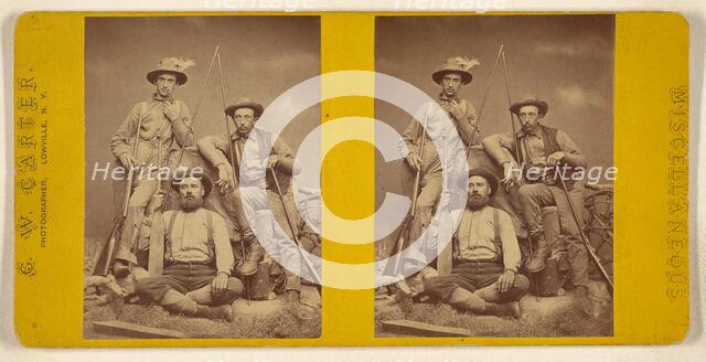 Posed portrait of three farmers, about 1870. Creator: George W Carter.