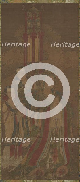 Bodhisattva and Attendants, 14th century. Creator: Unknown.