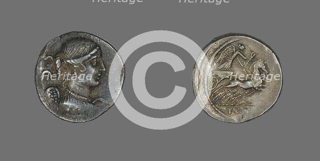 Denarius (Coin) Depicting the Goddess Victory, about 46 BCE. Creator: Unknown.