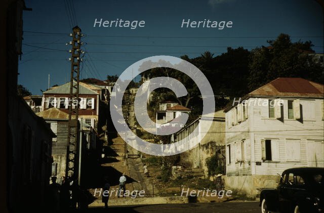 One of the steep streets on the hillsides, Charlotte Amalie, St. Thomas Island, Virgin Islands, 1941 Creator: Jack Delano.