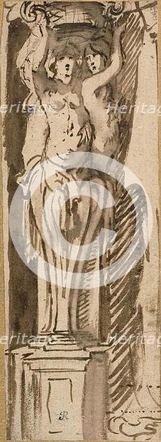 Three Caryatids Supporting a Basket, n.d. Creators: Unknown, Philip Fruytiers, Jacob Jordaens, Peter Paul Rubens, Jan Boeckhorst.