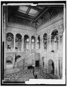 Library of Congress central stair hall, 1900 or 1901. Creator: Unknown.