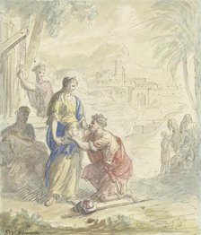 Rebekah and Eliezer at the well, 1677-1755. Creator: Elias van Nijmegen.