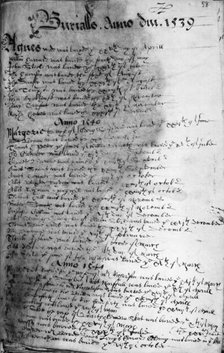 Parish register, late 16th century. Creator: Unknown.