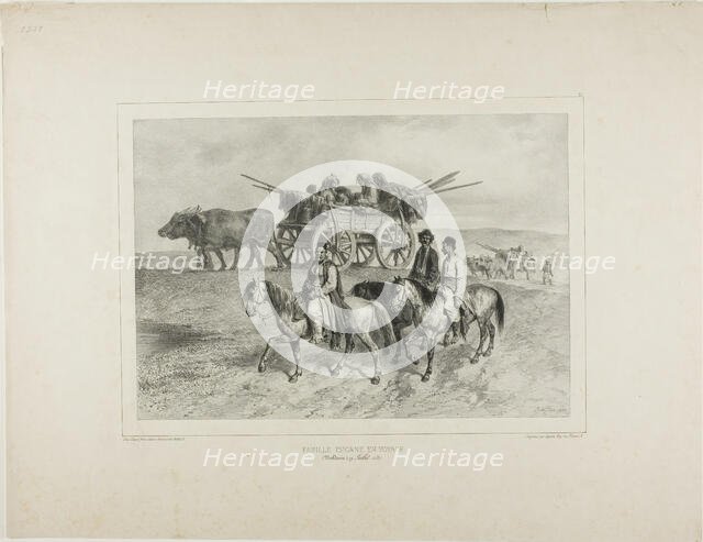 Family of Traveling Hungarian Gypsies, Moldavia, July 19, 1837, 1839. Creator: Auguste Raffet.