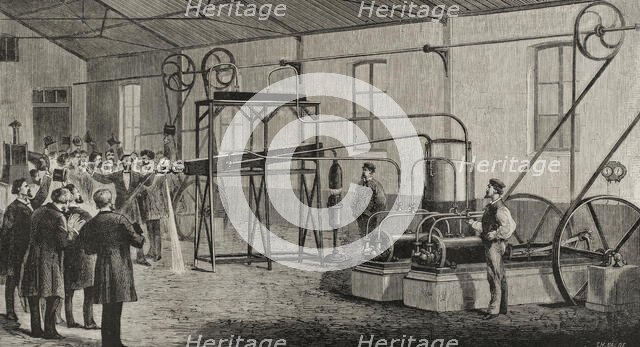 Liquefaction and solidification of hydrogen gas, December 1877 (1878).  Creator: Ch. Baude.