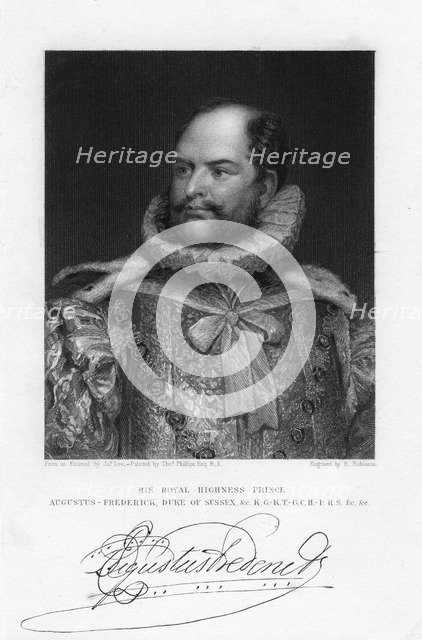 Prince Augustus Frederick, Duke of Sussex, 19th century.Artist: H Robinson