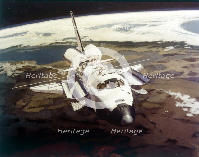 Space Shuttle Orbiter in flight, 1980s.  Creator: NASA.