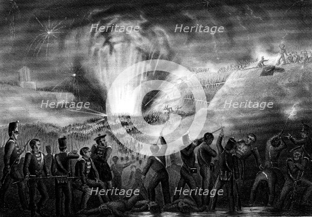Storming of Badajoz, Spain, Peninsular War, 6 April 1812. Artist: Unknown