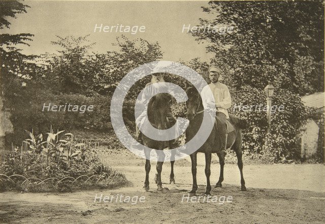Russian author Leo Tolstoy riding in Yasnaya Polyana, near Tula, Russia, 1900. Artist: Sophia Tolstaya