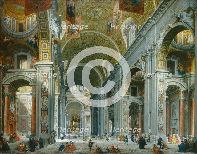 Interior of Saint Peter's, Rome, c. 1754. Creator: Giovanni Paolo Panini.