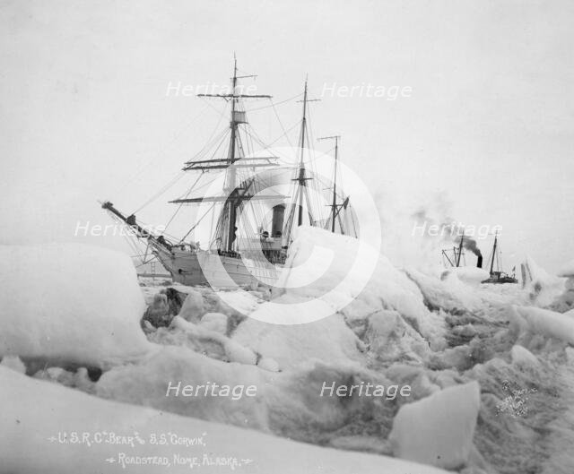 U.S.R.C. "Bear" and S.S. "Corwin" - Roadstead, Nome, Alaska, between c1900 and 1927. Creator: Lomen Brothers.