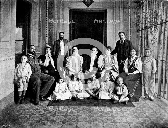 Señor Saenz Peña and members of his family, on the ex-president's seventy-third birthday, 1895. Creator: Adrian Lundstrom.