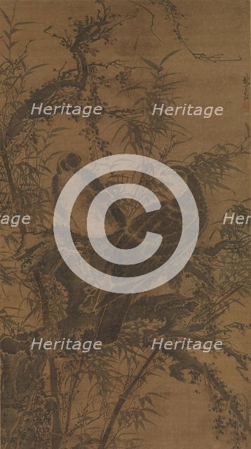 Two hawks in a thicket, mid- 15th century. Creator: Lin Liang.