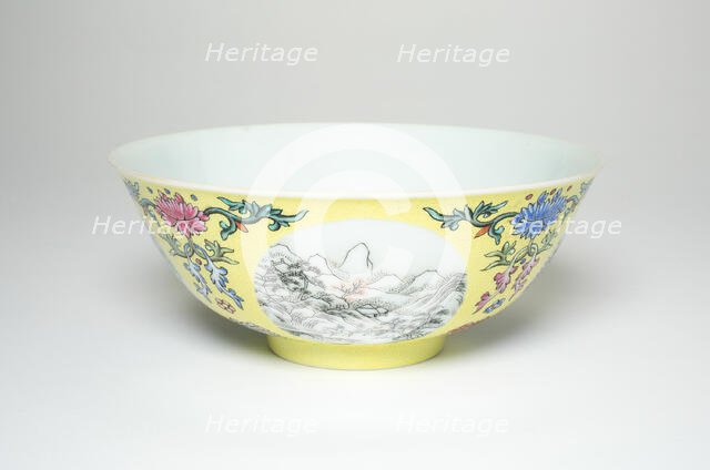 Bowl with Mountainous Landscapes, Qing dynasty (1644-1911), Daoguang reign (1821-1850). Creator: Unknown.