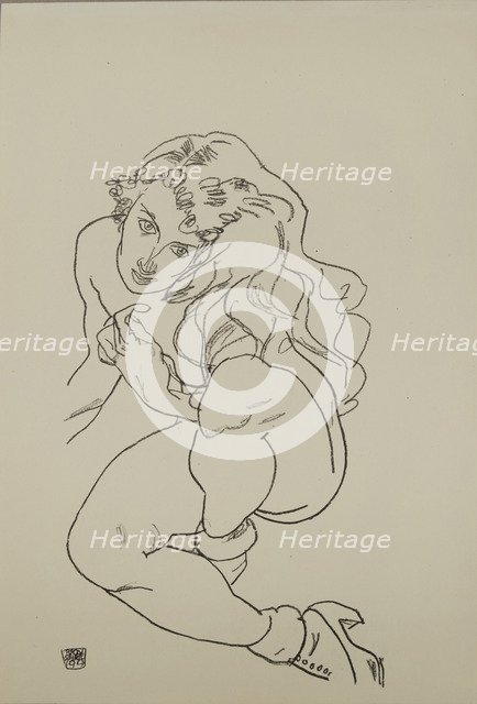 Seated Nude, 1917. Artist: Schiele, Egon (1890-1918)