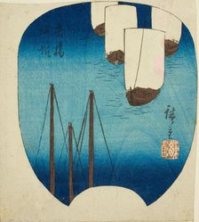 Returning Sails at Yabase (Yabase kihan), section of a sheet from the series "Eight Views...c1847/52 Creator: Ando Hiroshige.