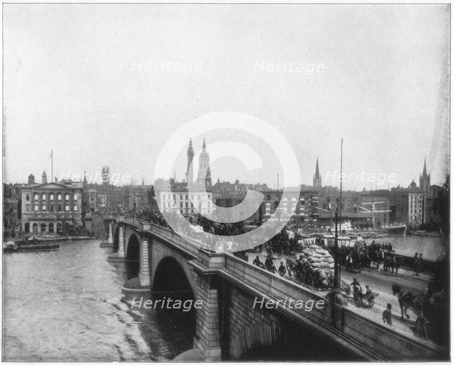 London Bridge, London, late 19th century. Artist: John L Stoddard