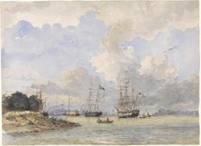 The Meuse at Rotterdam, with an American and Swedish ship, 1834-1893. Creator: Willem Antonie van Deventer.