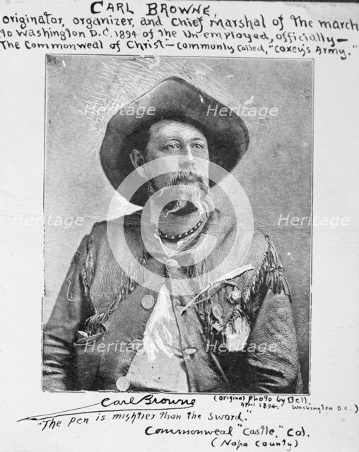 Carl Browne, Organizer of Coxey's Army, 1894, (1913).  Creator: Harris & Ewing.