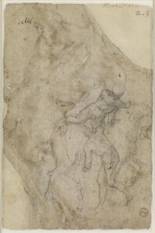 Two male Nudes and a Horse, 1501-1505.  Creator: Michelangelo Buonarroti.
