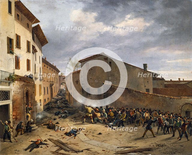 Battle in the Piazzetta dell'Albera on March 23, 1849, 1849. Creator: Joli, Faustino (1814-1876).