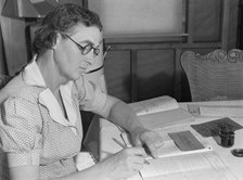 Wife of FSA borrower keeps account of loan of..., Dead Ox Flat, Malheur County, Oregon, 1939. Creator: Dorothea Lange.