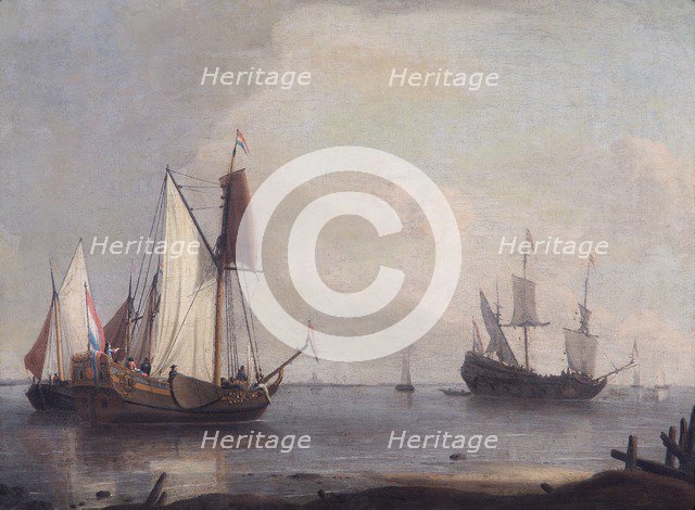 'Dutch Shipping in a River', 17th century. Artist: Abraham Storck.