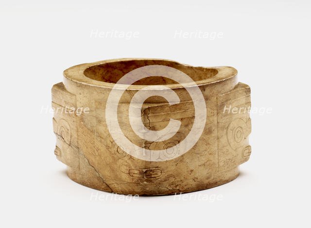 One-tier tube (cong ?) with masks, Late Neolithic period, ca. 3300-ca. 2250 BCE. Creator: Unknown.