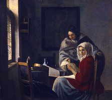 Girl interrupted at her music, c. 1660. Artist: Vermeer, Jan (Johannes) (1632-1675)