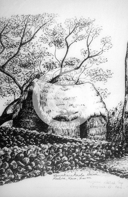 Heiau, Kailua-Kona, Hawaii, 19th century. Artist: Unknown