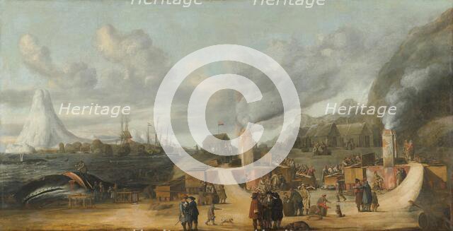 The Whale-oil Refinery near the Village of Smerenburg, 1639. Creator: Cornelis de Man.