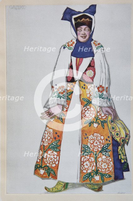 Costume design for the opera Sadko by N. Rimsky-Korsakov, 1917. Artist: Bakst, Léon (1866-1924)