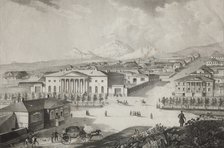 View of the hotel and the center of Pyatigorsk, Mid of the 19th century. Artist: Beggrov, Karl Petrovich (1799-1875)